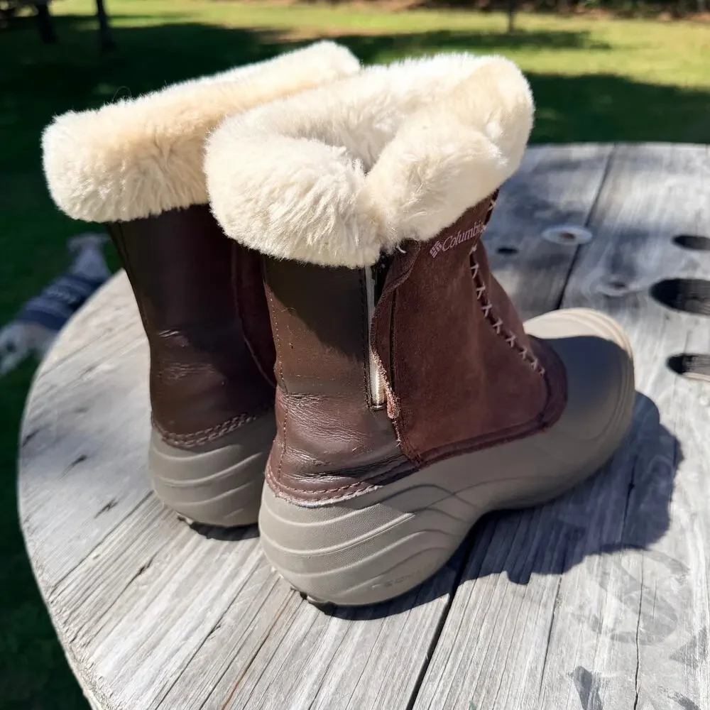 Columbia Sierra Flurry Women’s Winter Snow Boots Brown Faux Fur Insulated Sz 8.5
